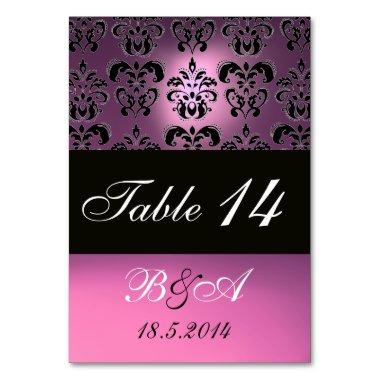 LILAC PINK BLACK CLASSY DAMASK MONOGRAM TABLE NUMBER