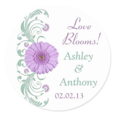 Lilac Purple Mint Floral Wedding Stickers