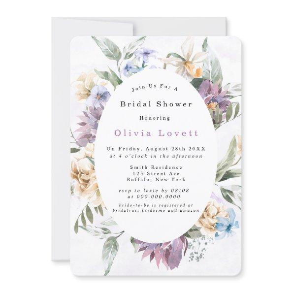 Lilac Purple Peony Wildflowe  Invites