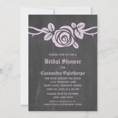 Lilac Rose Chalkboard Bridal Shower Invite