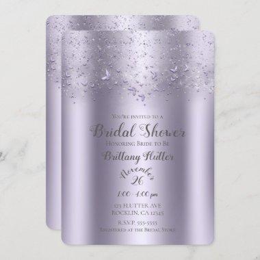 Lilac Shimmer Flutter Butterfly Bridal Shower Invitations