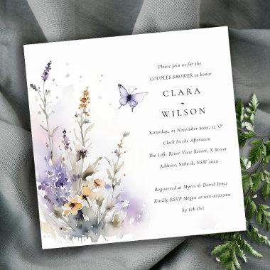 Lilac Wildflower Butterfly Garden Couples Shower Invitations