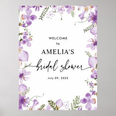 Lilac Wildflowers Bridal Shower Welcome Posters
