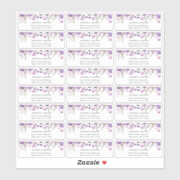 Lilac wildflowers guests address label