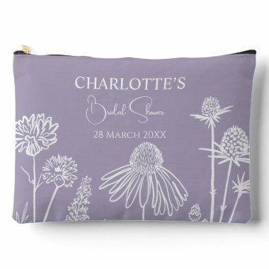 Lilac Wildflowers Sketched Floral  Accessory Pouch