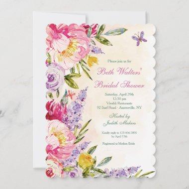Lilacs and Peonies Bridal Shower Invitations