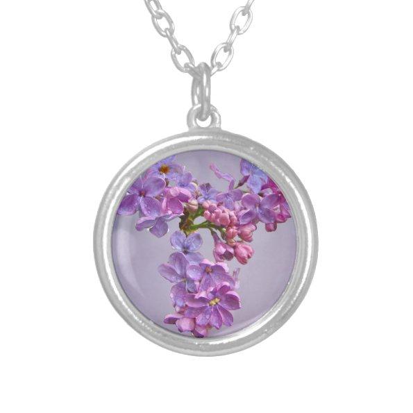 Lilacs in Springtime Silver Plated Necklace