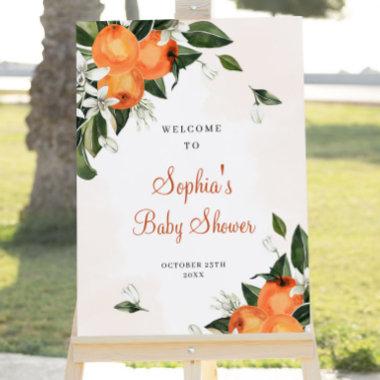 Lilies & Orange Floral Baby Shower Welcome Sign