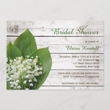 Lily of the Valley Bridal Shower barn board Invitations