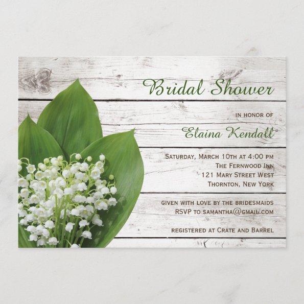 Lily of the Valley Bridal Shower barn board Invitations