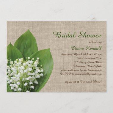 Lily of the Valley Bridal Shower burlap Invitations