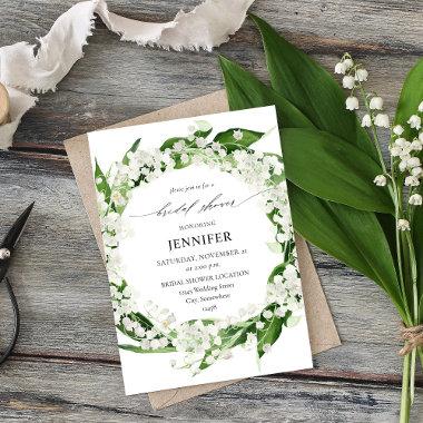 Lily of the Valley White Floral Bridal Shower Invitations