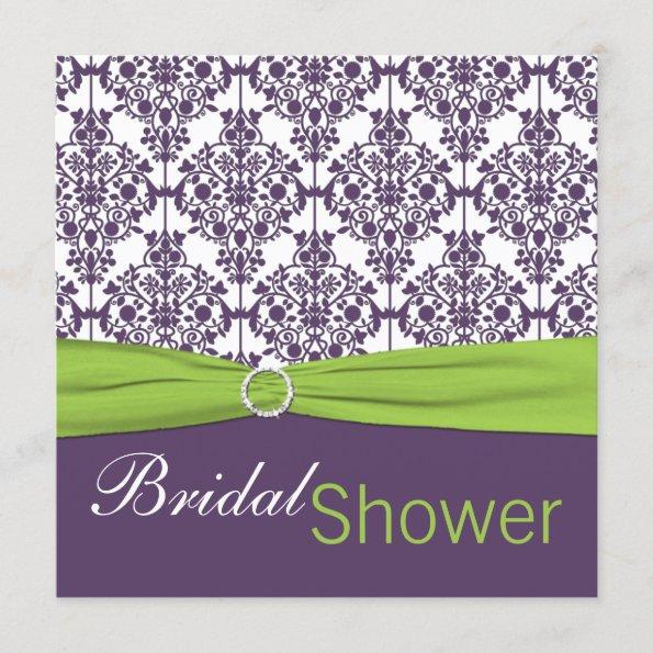 Lime and Purple Damask Bridal Shower Invitations