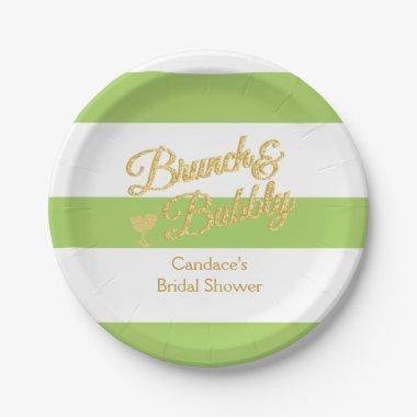 Lime and White Stripe Bridal Shower Paper Plate