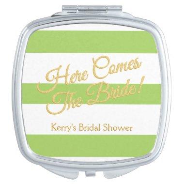 Lime Green Bridal Gift, Custom Compact Makeup Mirror
