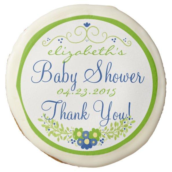 Lime Green Floral Baby Shower- Guest Favor Sugar Cookie