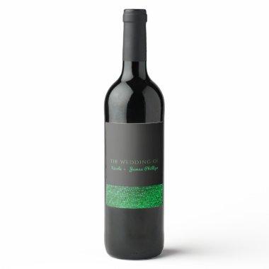 Lime Green Modern Glam Sequins Elegant Wine Labels