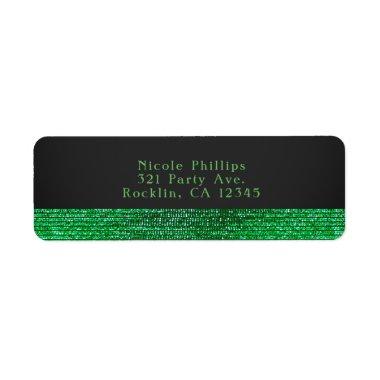 Lime Green Modern Glam Sequins Party Invitations Label