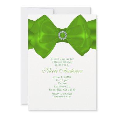 Lime Green Ribbon & Diamonds Elegant Invitations