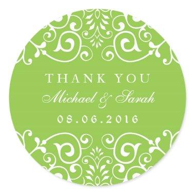 Lime Green Swirl Flower Bridal Shower Sticker