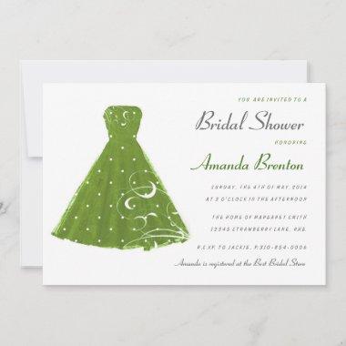 Lime Green Vintage Dress Bridal Shower Invitations