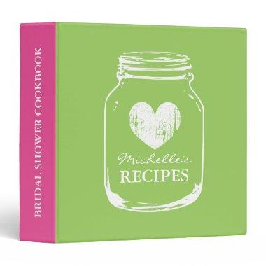 Lime mason jar bridalshower cookbook recipe binder