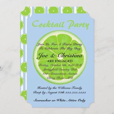 Limes And Seersucker Fiesta Cocktail Party Invitations