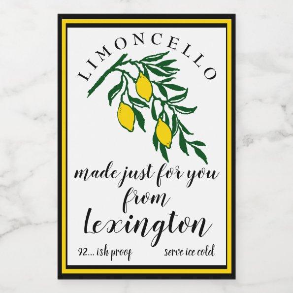 Limoncello Lemons On Branch Bottle Label |