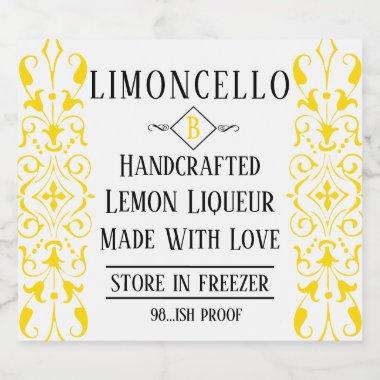 Limoncello Liqueur Fancy Wedding Guest Favor Liquor Bottle Label