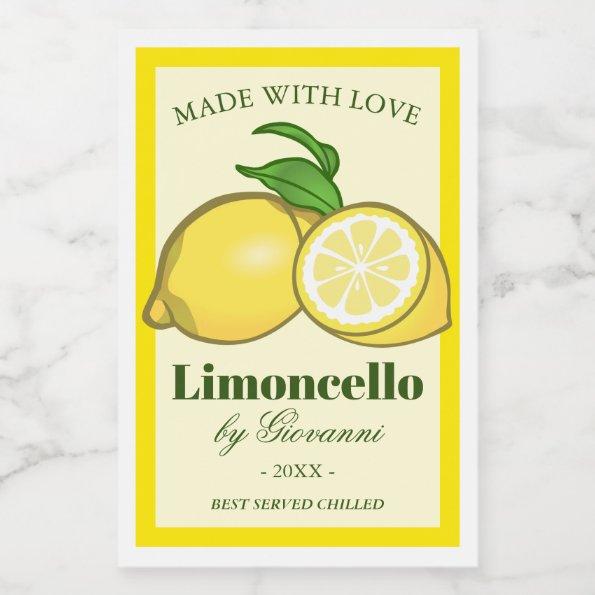 Limoncello Liqueur | Limoncino Lemons Food Label