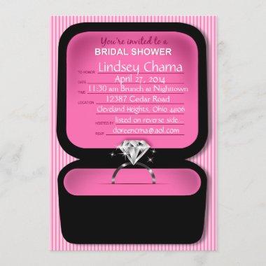 Lindsey Bling Ring Box Bridal Shower pink Invitations