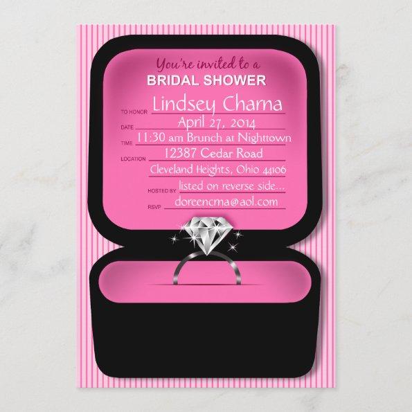 Lindsey Bling Ring Box Bridal Shower pink Invitations
