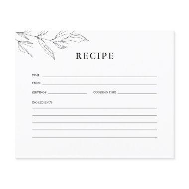 Line Art Foliage Bridal Shower Recipe Invitations