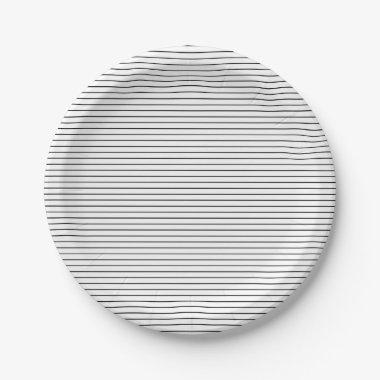 Linear black and white thin strips paper plates