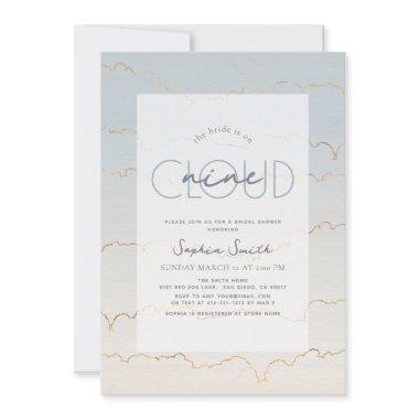 Lined Cloud 9 Blue Sky Watercolor Bridal Shower Invitations