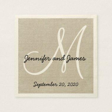 Linen Rustic Monogram Paper Napkins