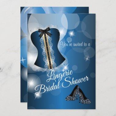 Lingerie Blue Bridal Shower Party Invitations