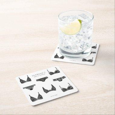 Lingerie  Bachelorette Panty Pattern Square Paper Coaster