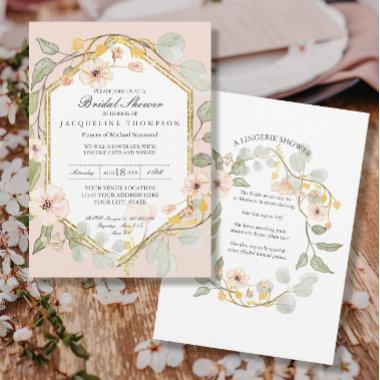 Lingerie Bridal Shower Blush Wild Roses Watercolor Invitations