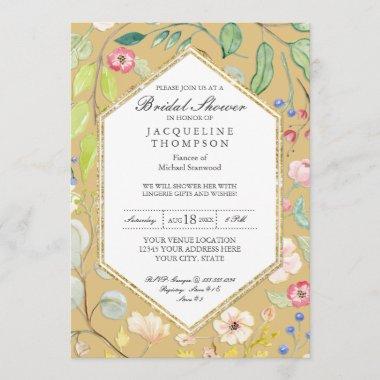 Lingerie Bridal Shower Fall Watercolor Floral Invitations