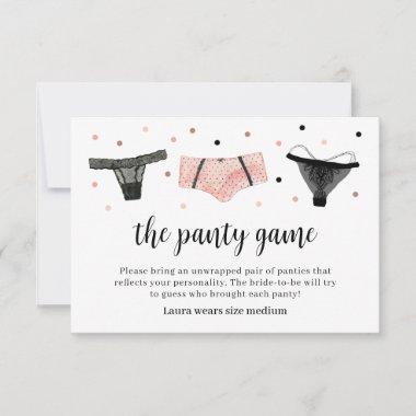 Lingerie Bridal Shower Panty Game Invitations
