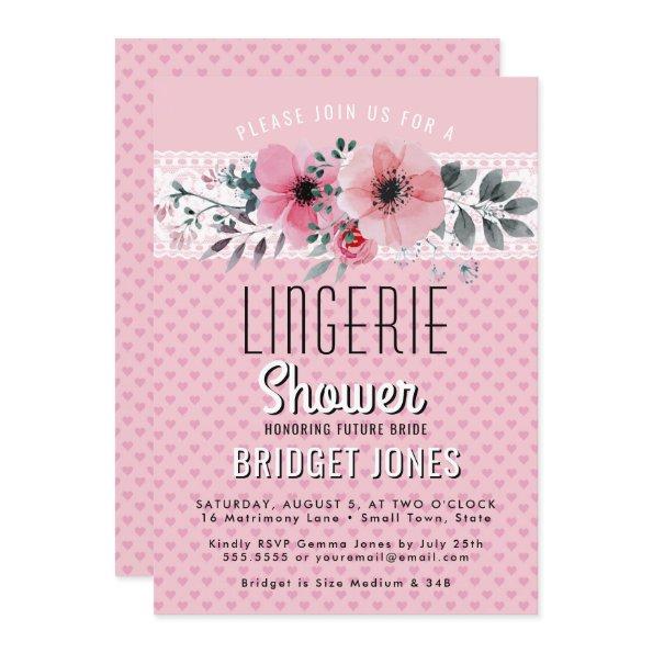 Lingerie  Pink Floral Hearts Lace