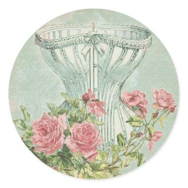 Lingerie Bridal Shower Seals Vintage Pink Roses