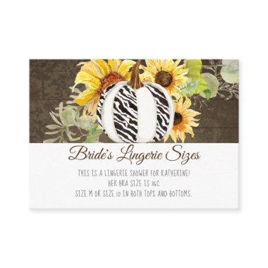 Lingerie Bridal Shower Zebra Pumpkin n Sunflowers Enclosure Invitations