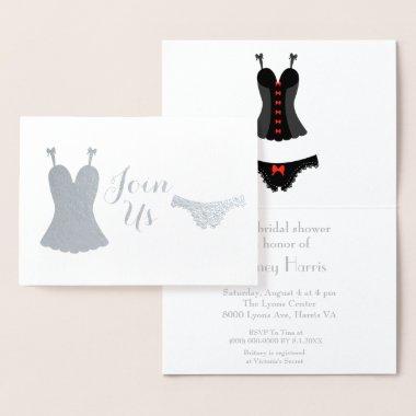 Lingerie design bridal shower foil Invitations