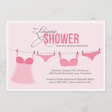 Lingerie Line Lingerie Shower Invitations in Pink