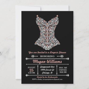 Lingerie Party Invitations on Black