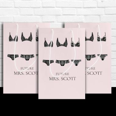 Lingerie Pink and Black Bridal Shower Medium Gift Bag