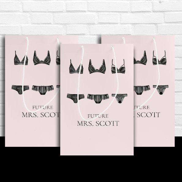Lingerie Pink and Black Bridal Shower Medium Gift Bag