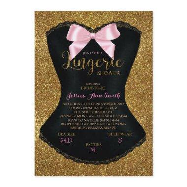 Lingerie shower bachelorette Invitations gold